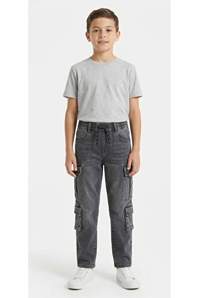 ruff Boys Cargo Jeans – Grey Denim with Multi-Pocket Design