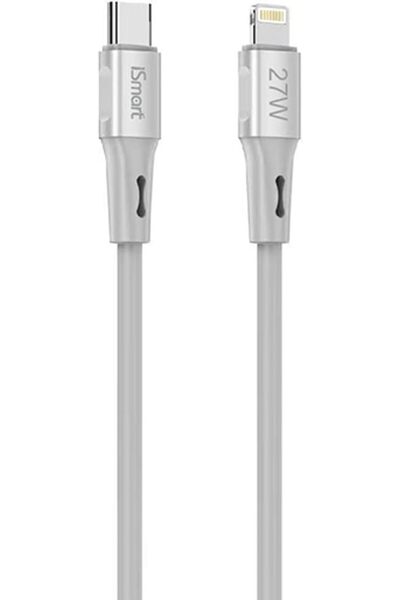 iSmart Cylinx USB-C to Lightning Cable, 27W Fast Charging, 1meter Length, Grey