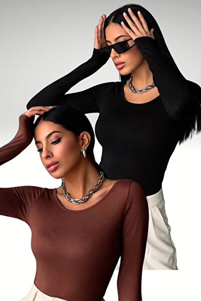 Bipantolon Women's Black Brown Princess Collar