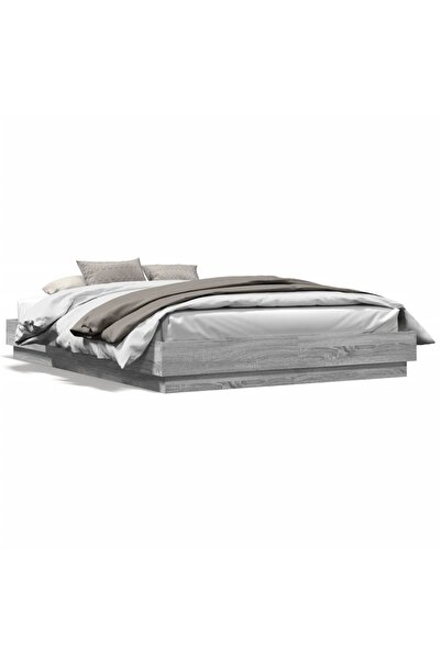 vidaxl Cadru de pat, gri sonoma, 140x200 cm, lemn prelucrat
