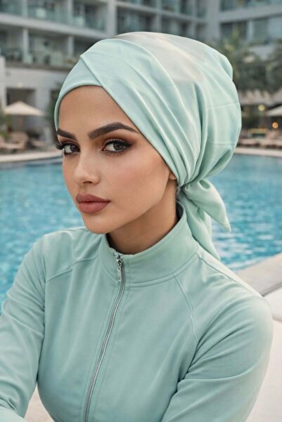 Aişe tesettür Blue Gradient Crossed Pool - Sea Cap