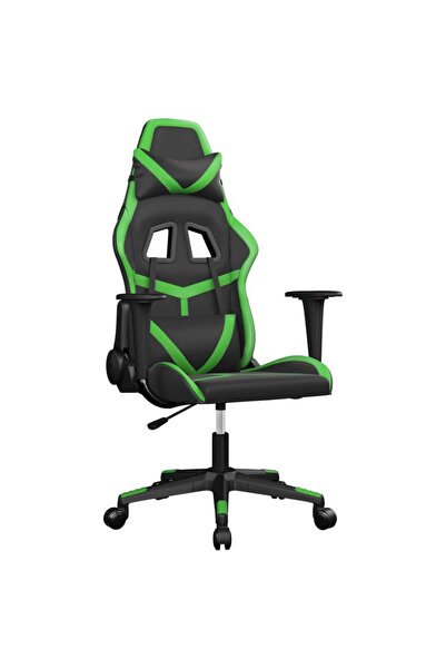 vidaxl Scaun de gaming de masaj, negru și verde, piele ecologică
