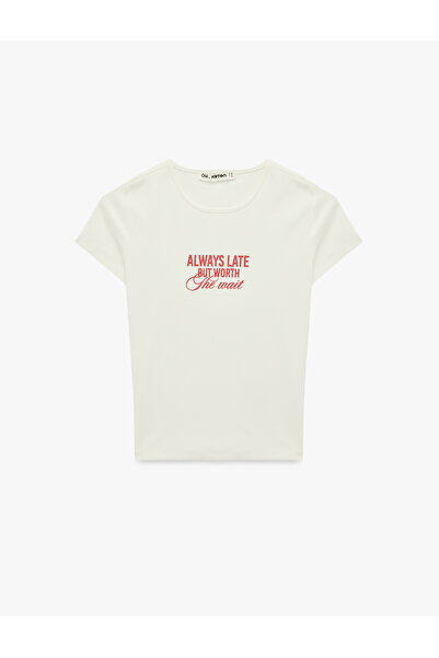 Koton Slim Fit Short Sleeve Crew Neck Cotton Printed T-Shirt