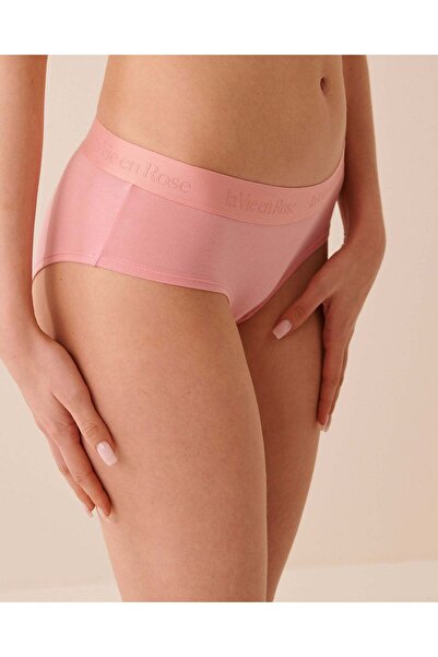 La Vie en Rose Cotton and Logo Elastic Band Hiphugger Panty