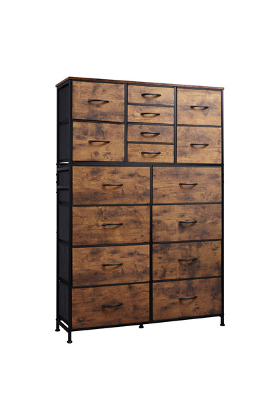 KEKE خزانة تخزين كبيرة الحجم من القماش، 16 درجًا، مناسبة لغرفة النوم، لون بني...