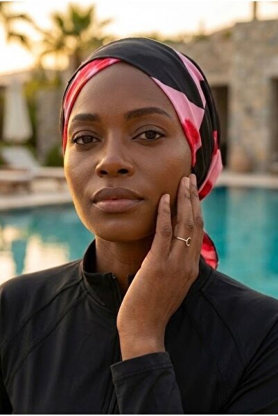 Aişe tesettür Black Coral Cross Pool - Sea Cap