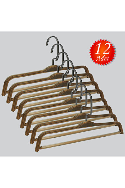 NYN Вішалка для штанів з дерев'яної планки, чорного нікелю, 12 предметів