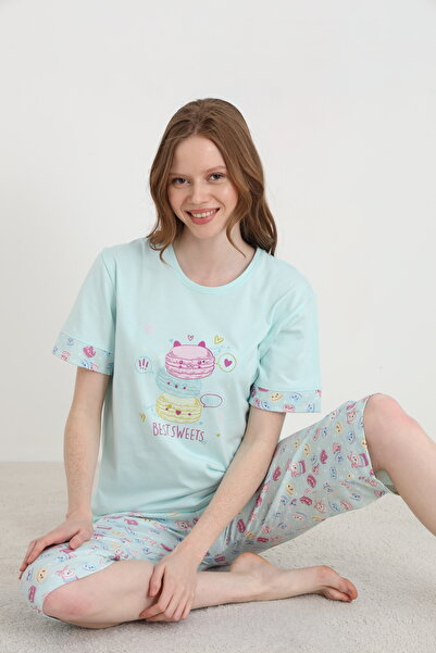 ELİTOL Set Capri din bumbac imprimat pentru femei