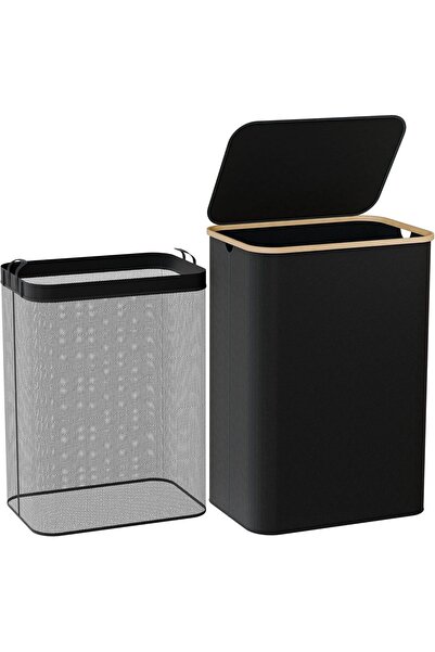 Arabest 100L Laundry Basket with Lid, Collapsible Hamper with Handles and Inn...