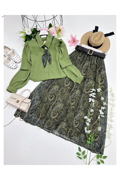 YEDİLALE MAYA FULARLI GÖMLEK ETEK İKİLİ TAKIM[ kemer, fular ürüne ait, geniş ...