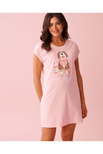 La Vie en Rose Dog & Cupcake Print Cotton Short Sleeve Sleepshirt