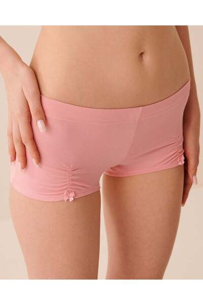 La Vie en Rose Bow & Ruched Cotton Boyshort Panty