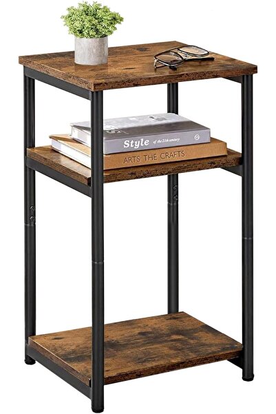 Sinyin Side Table, 3 Tier End Table, Wooden Sofa Table with Metal Frame, Beds...