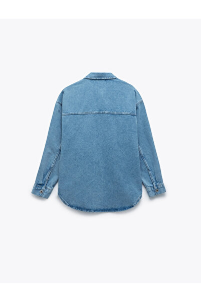 Koton Stone Detailed Long Sleeve Relax Fit Cotton Denim Jacket