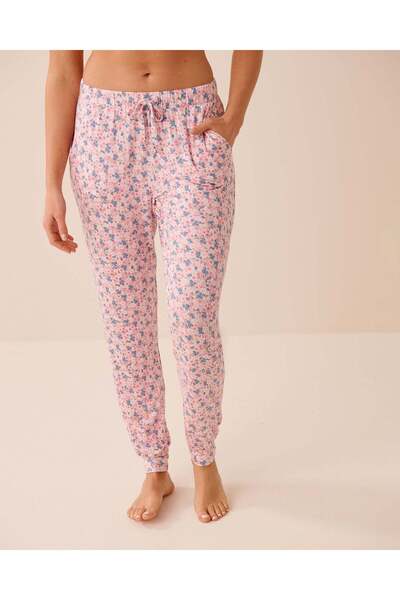La Vie en Rose بنطلون بيجامة من الجيرسيه الناعم بطبعة بلوم آند بيري