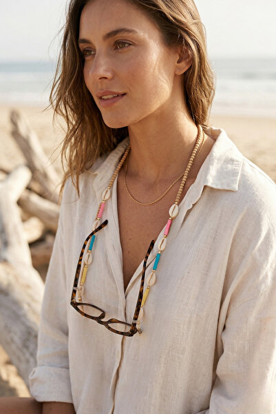 PETEK AKSESUAR Sea Shell Natural Stone Fimo Glasses Chain