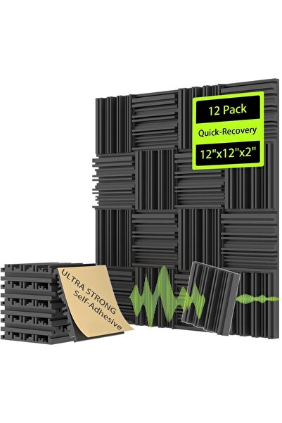 Arabest مجموعة من 12 لوحًا عازلًا للصوت، ألواح جدارية صوتية ذاتية اللصق، تصمي...