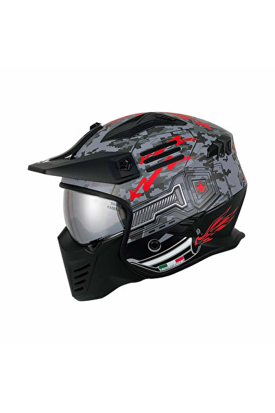 Sway Helmet Fs-X2 Sw 726X Tokyo Trooper Modular Helmet Size L Black Red