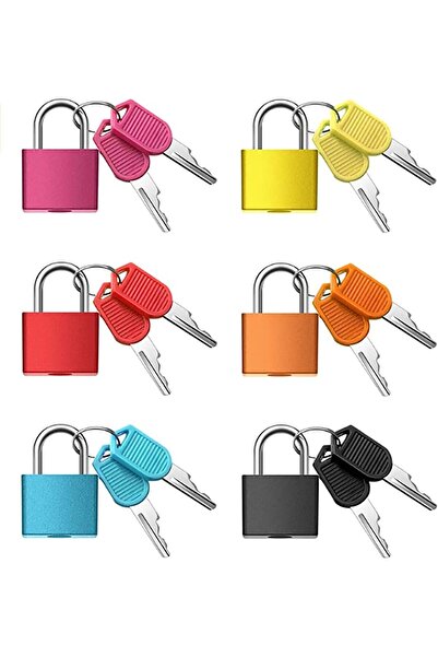 Arabest 6 قطع من الأقفال الملونة مع المفاتيح، أقفال أمان معدنية صغيرة للأمتعة...