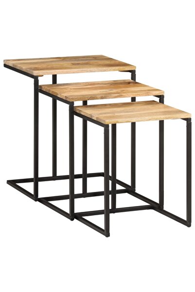 vidaxl Stackable tables, 3 pcs., solid acacia wood