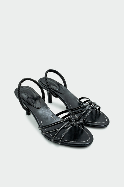 LAMİNTA حذاء نسائي بكعب عالٍ باللون الأسود مع تفاصيل عقدة من نيسو