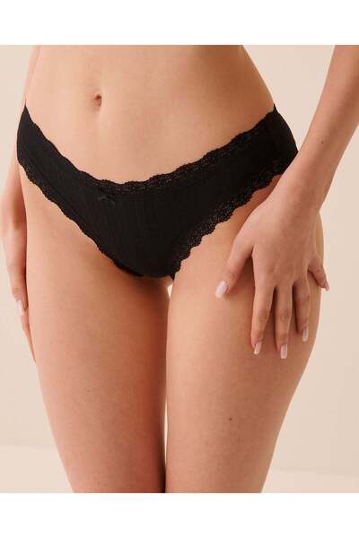 La Vie en Rose Lace Trim Pointelle Cheeky Panty