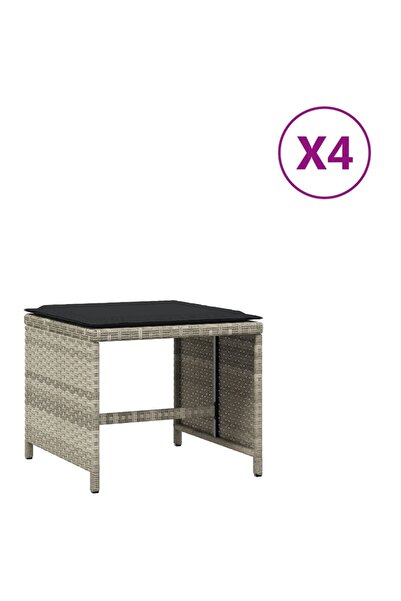 vidaxl Scaune de grădină cu perne, 4 buc. gri deschis poliratan