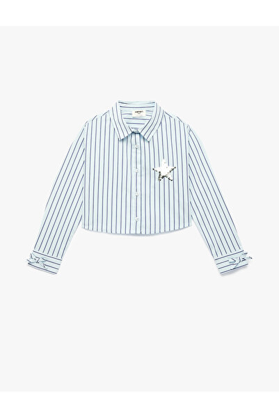 Koton Βαμβακερό μακρυμάνικο πουκάμισο με κλασικό γιακά και λεπτομέρεια αστερι...