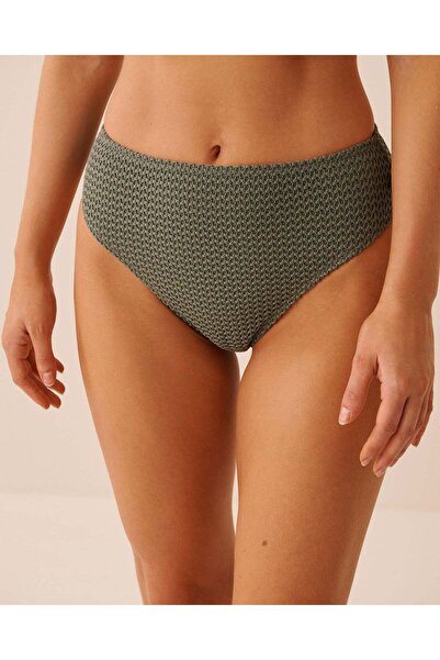 La Vie en Rose EARTHY GREEN High Waist Crochet Cheeky Bikini Bottom