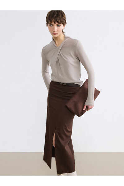 LC Waikiki Peak New Season Stand Collar Gathered Blouse