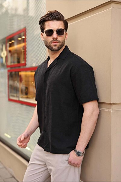 Madmext Black 100% Cotton Relaxed Fit Men's Shirt E6773