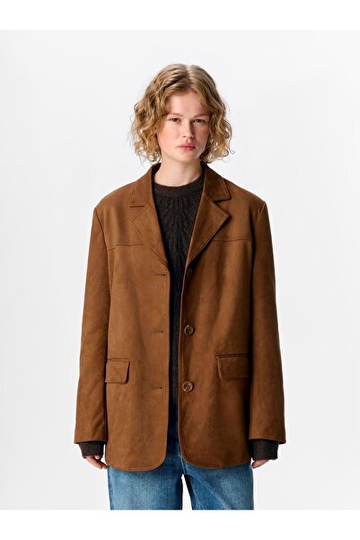Object Blazer imitație de piele de căprioară