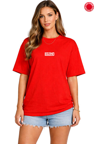 DUBU BUTİK Червона футболка оверсайз, унісекс, 100% бавовна, принт з легендою...