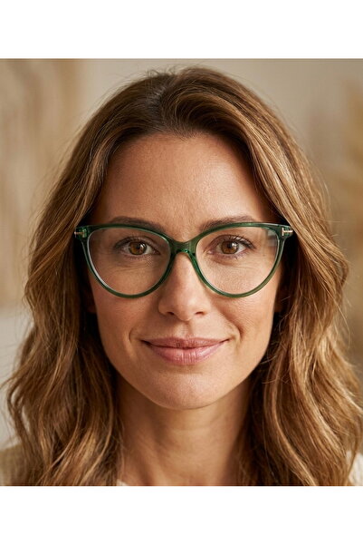 Quinley Moon Essential Green Popüler Şeffaf Kadın Ekran Gözlüğü Yeşil