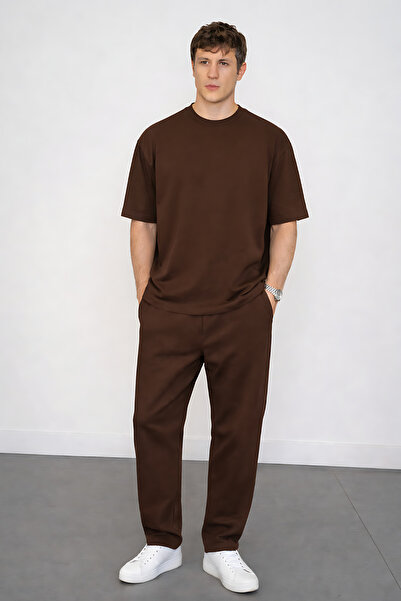 YAKAMEL Men's Oversized Short Sleeve Comfortable Fit Tie-Waist Tracksuit Set