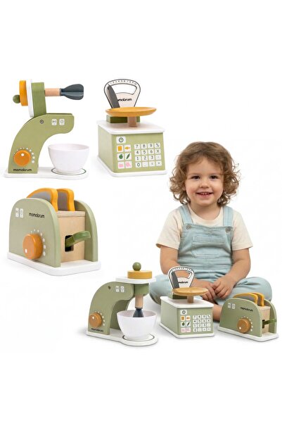 mamabrum Set bucătărie lemn mixer cântar prăjitor pâine