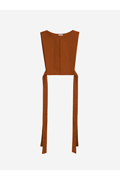 IPANOMI Vestă cu guler din bumbac twill, cărămiziu