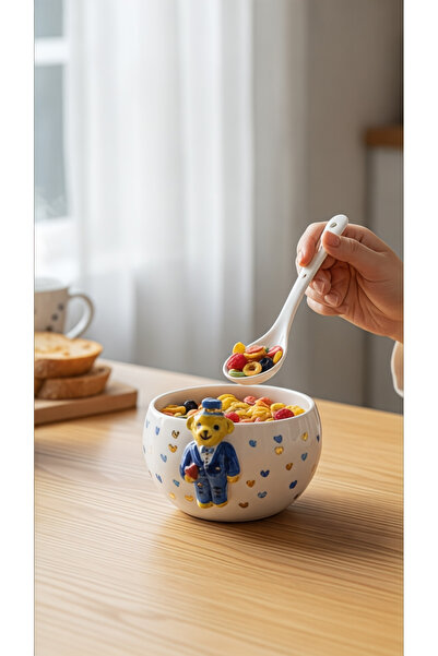 EL YAPIMI 24k Altın Süslemeli Sevimli Ayıcık Temalı Bowl Kase