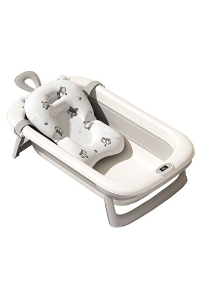 Little Mom Cadita bebelusi pliabila Dino grey, include o perna de siguranta d...