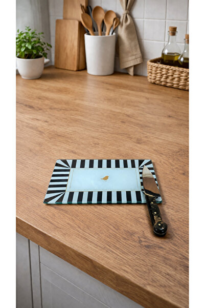 ZucciHome Tempered Unbreakable Glass Cutting Board |   Black Retro Sparrow | ...