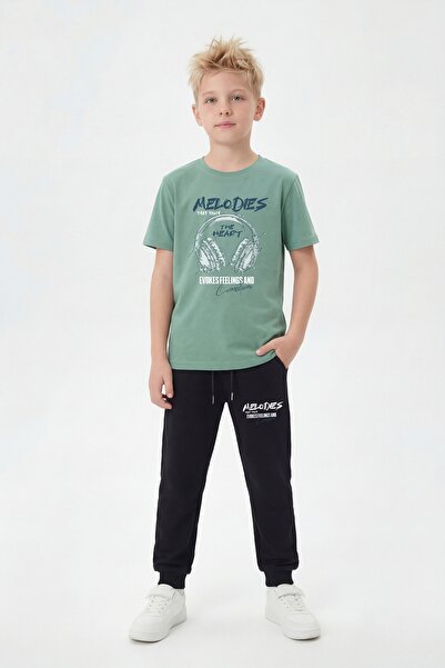 panios kids Set de îmbrăcăminte pentru băieți cu tricou cu gâtul rotund și pa...