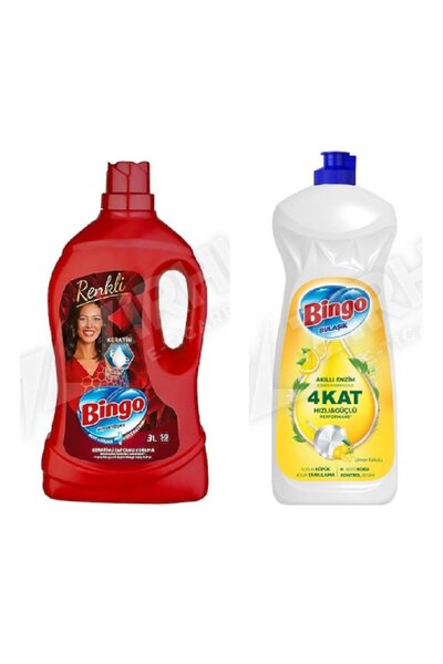 Bingo رينكليز 3 لتر + منظف سائل للأطباق 1500 مل، مجموعة من 2 قطعة