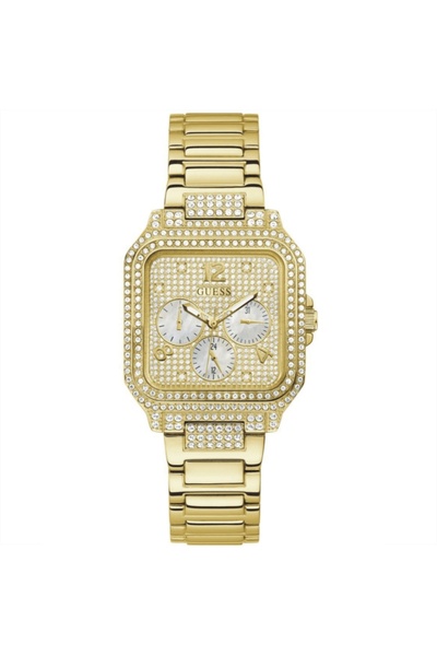 Guess Deco watch, Multifunction, gold stainless steel, 35mm case, white cryst...