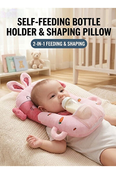 Generic Pink Rabbit Breastfeeding Pillow & Bottle Holder Portable Nursing Sup...