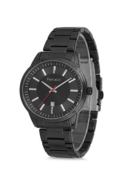 Ferrucci Men's Wristwatch Black Color, Black Dial & Steel Case, Steel Band