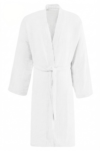 nelcollection رداء حمام من الموسلين 4 طبقات، كيمونو للجنسين، 100% قطن