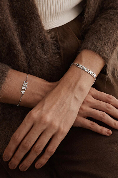 Auryne Jewelry 925 Ayar Gümüş Kişiye Özel (İstenilen İsim) Curb Zincirli İsim...