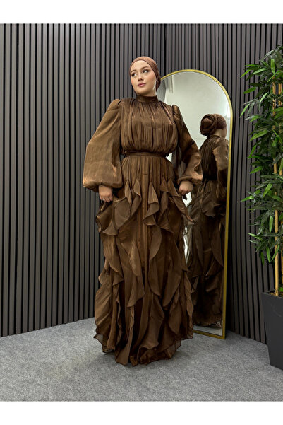 ENSA TESETTUR Βραδινό φόρεμα Waw σε καφέ χρώμα