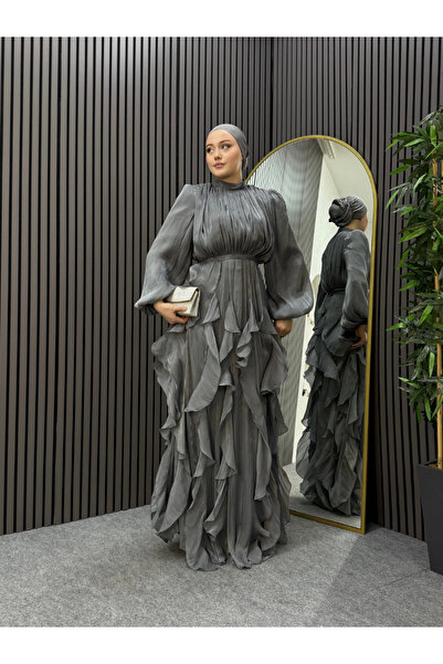 ENSA TESETTUR Βραδινό φόρεμα Waw σε γκρι χρώμα