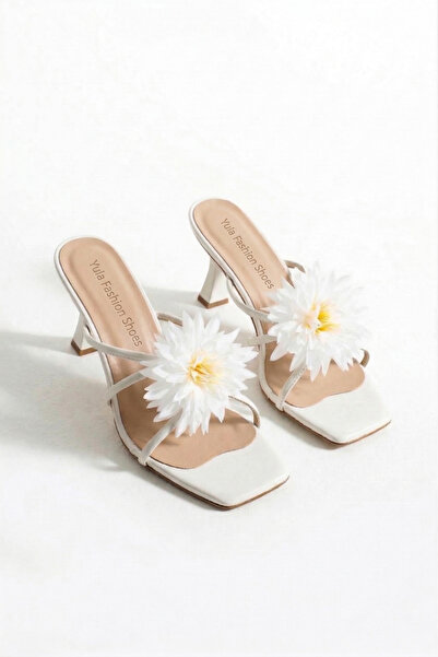 Yula Fashion Shoes Γυναικείες κομψές παντόφλες με λεπτομέρεια λουλουδιών μαργ...